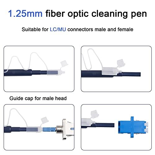 2 Pack Fiber Cleaner Fiber Optic Tools Cleaing Pen for 1.25 mm LC/MU Connecto…