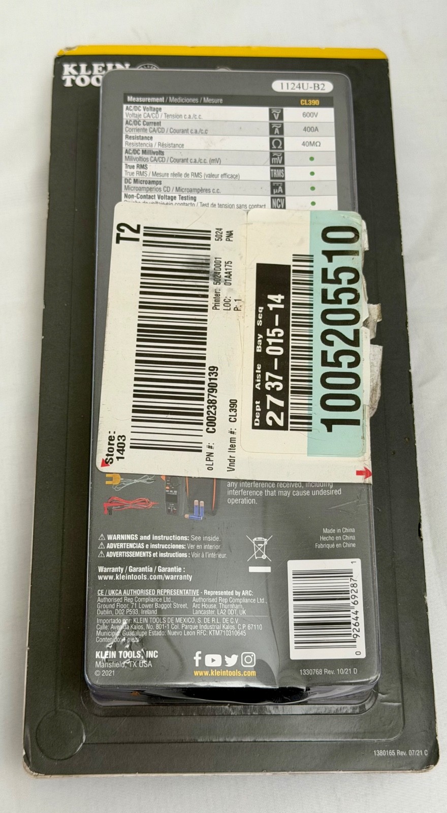 Klein Tools CL390 Auto-Ranging Digital Clamp Meter (CL390)