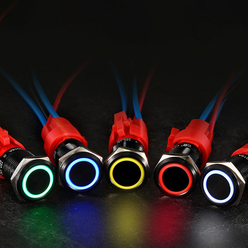 19mm Metal Push Button Switch Latching Momentary 3V-220V On/Off LED 6 Colours