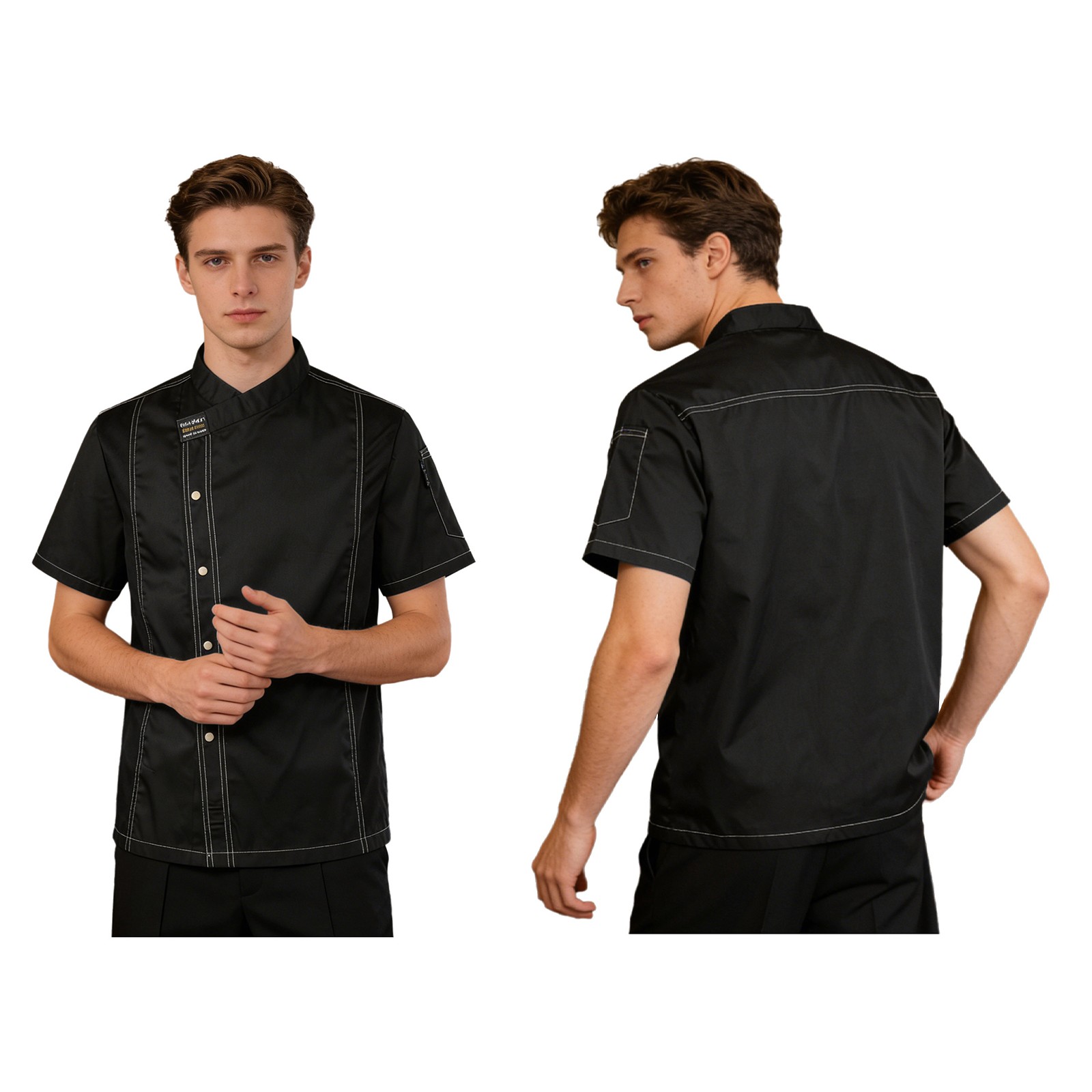 Men Women Uniform Solid Color Chef Coats Breathable Jacket Work Shirt Canteen