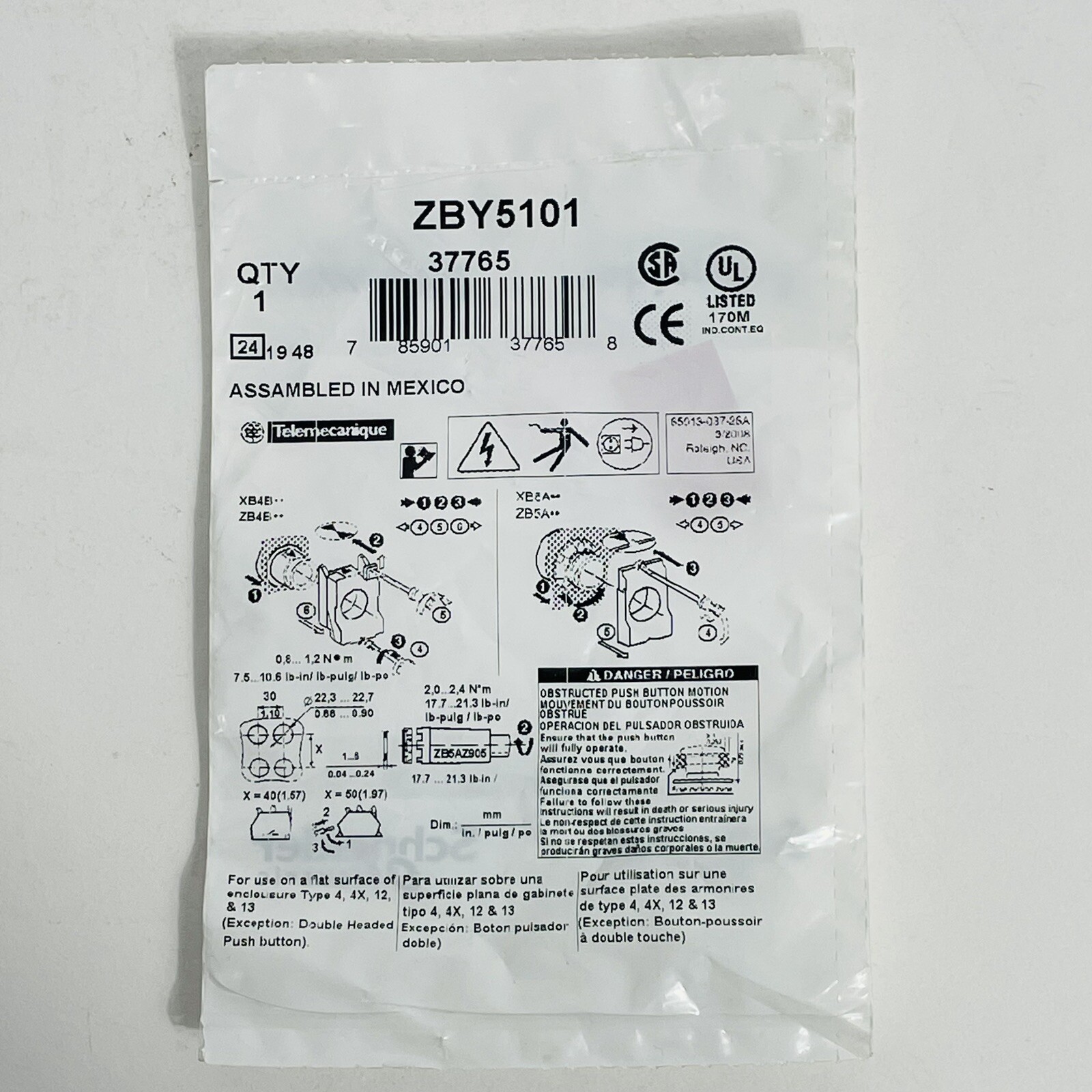 (10) Schneider Electric ZBT5101 Black or Red Blank Legend 18x27mm For XB4 & XB5