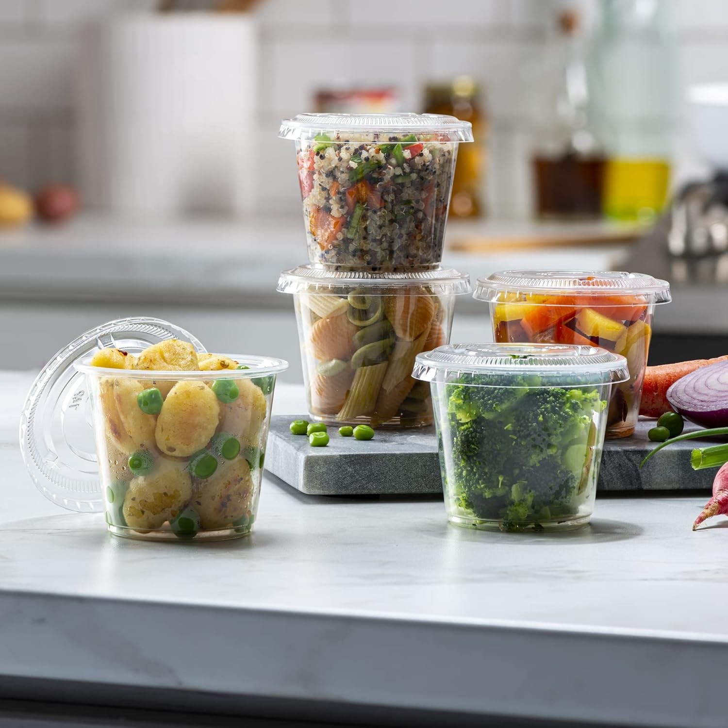 Clear Portion Control Cups for Meal Prep, Souffle, and Craft Use – 100 Count