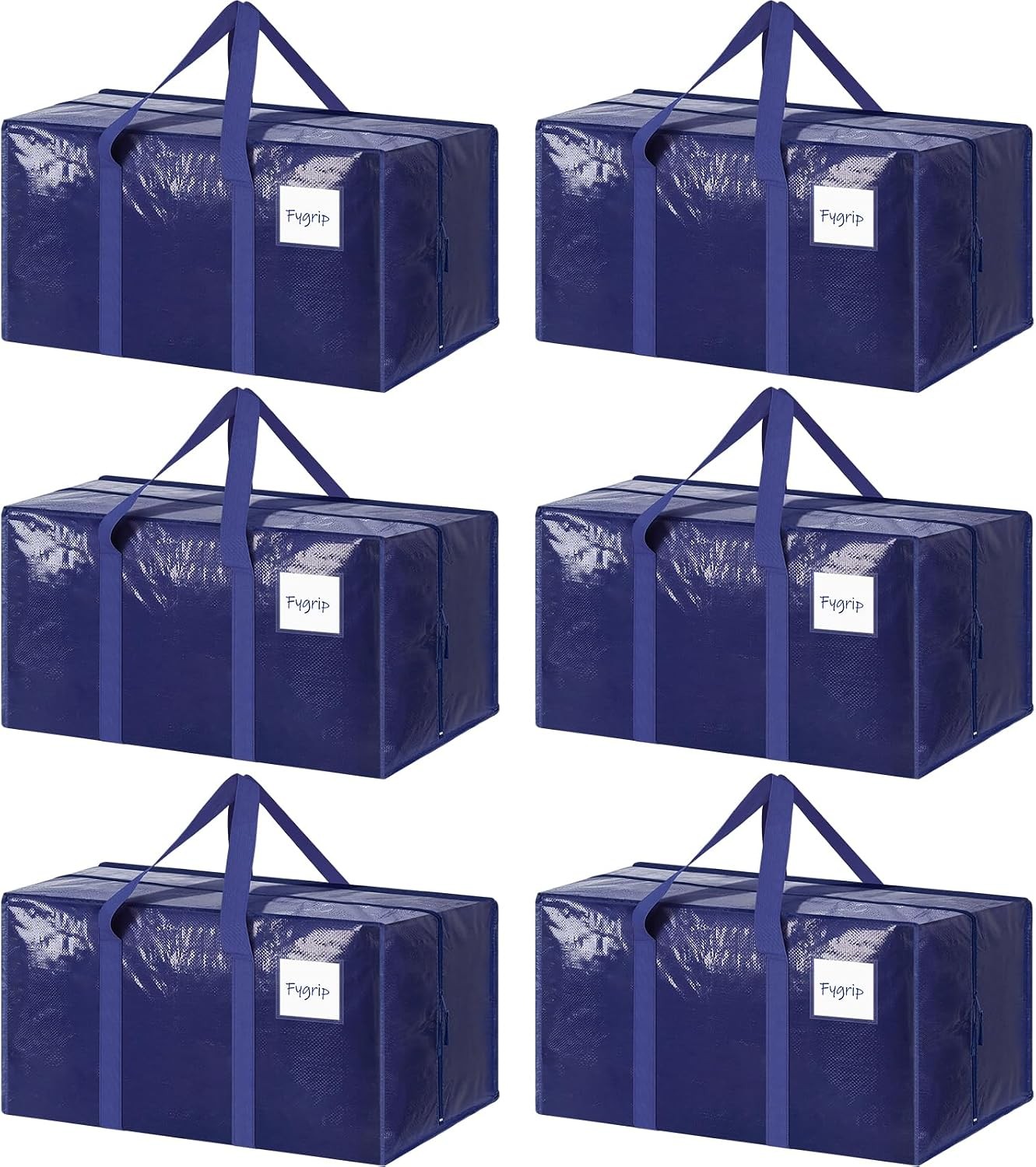 6 Pack Extra Heavy Duty Large Moving Bags with Strong Zipper, Dark Blue |…
