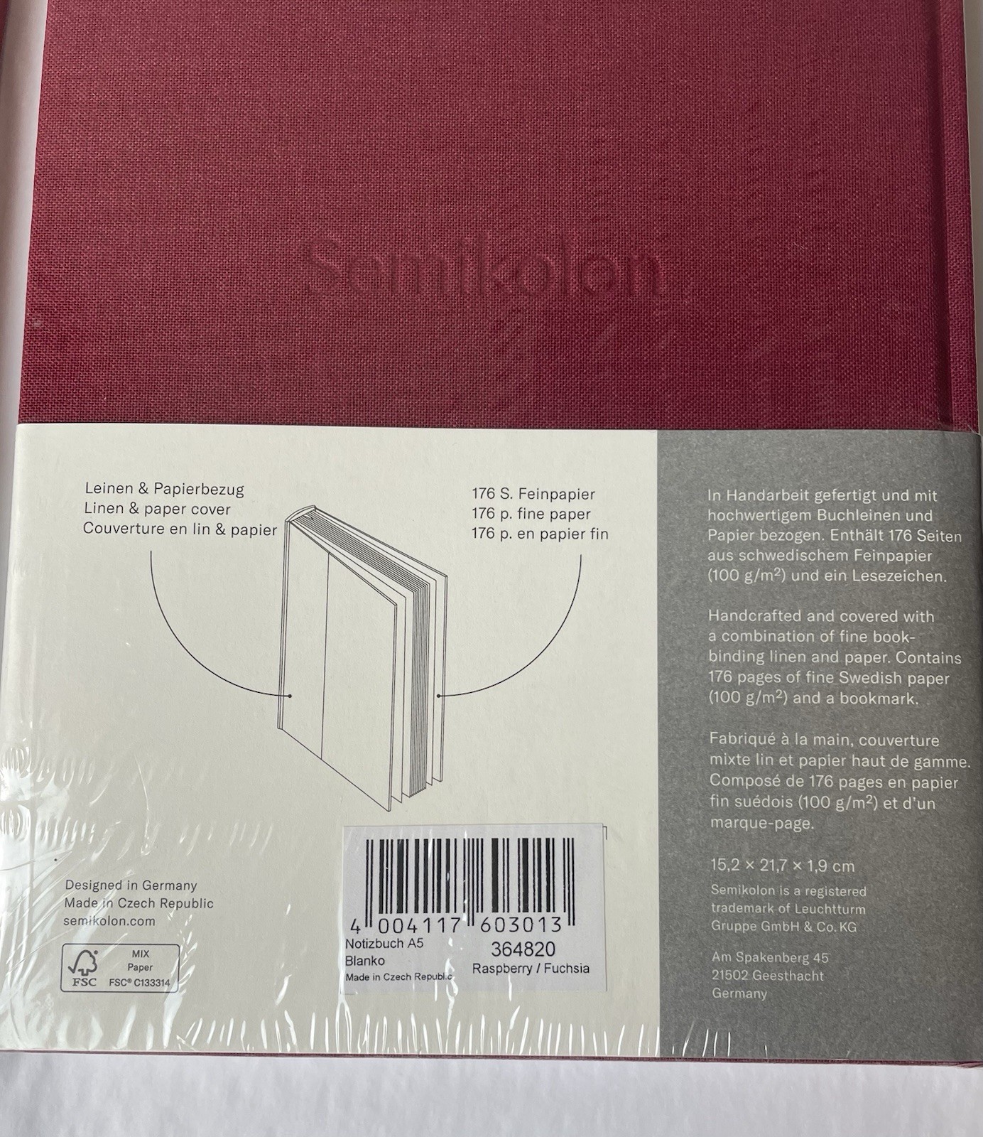 NEW Set of 2 BLANK Journal/Notebooks by Semikolon Fuschia/Raspberry Sealed
