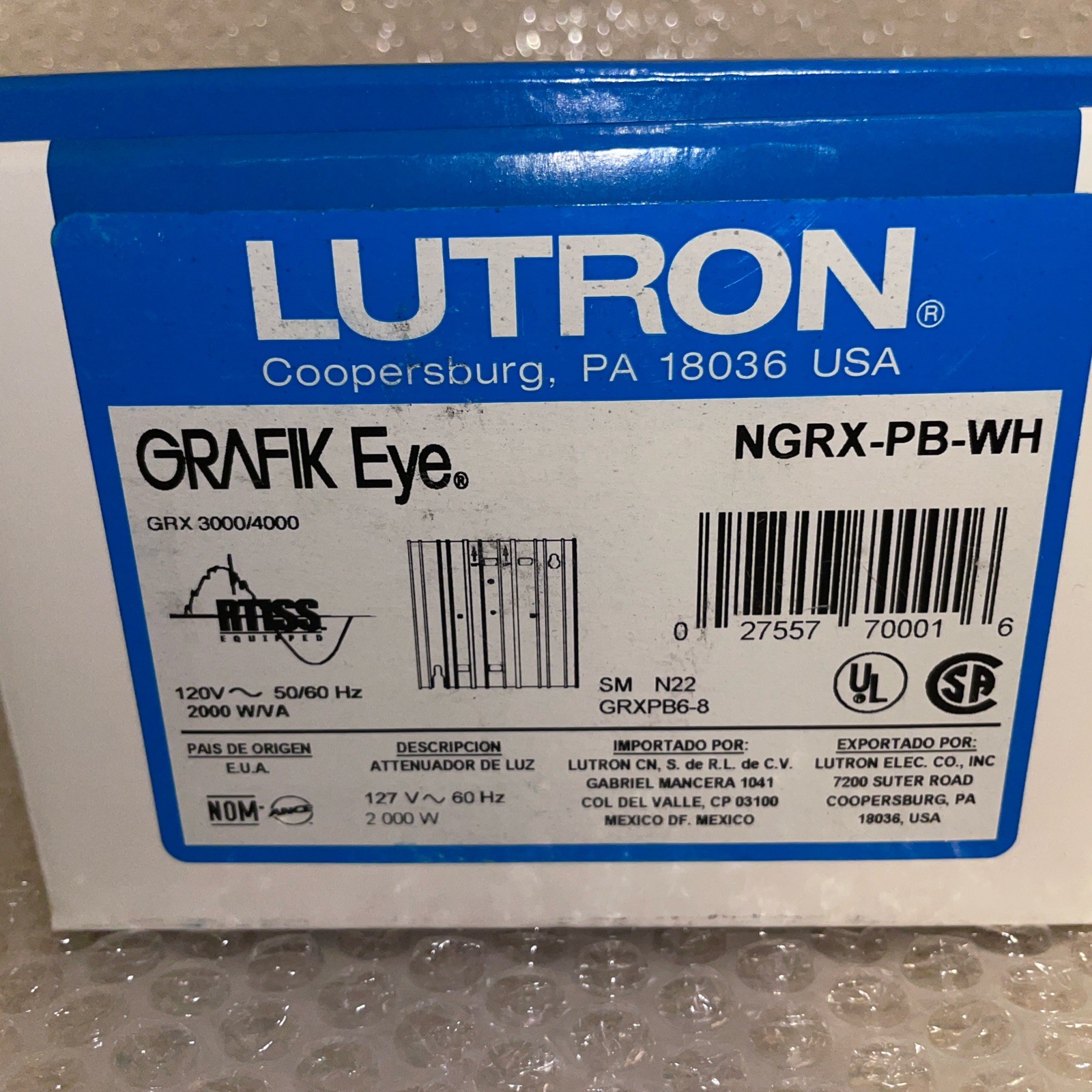 LUTRON GRAFIK EYE NGRX-PB-WH Power Booster 3000 Series Control Unit NEW