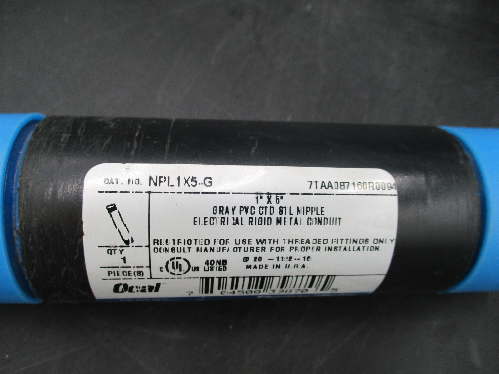 OCAL T&B NPL1x5-G» PVC COATED NIPPLE 1″ x 5″ ROBROY *SAME DAY SHIP