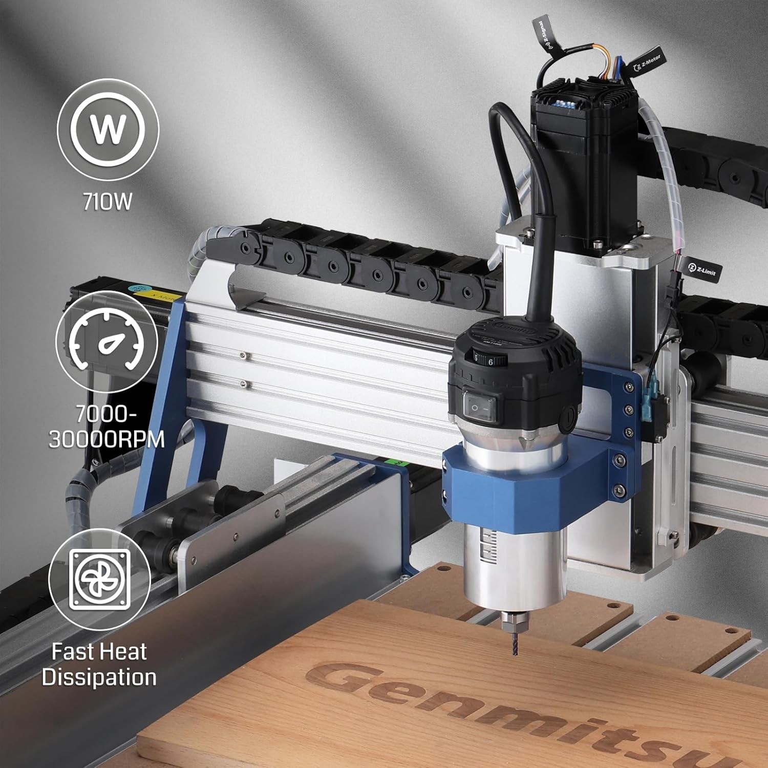 Genmitsu 710W CNC Compact Router 65mm Diameter, Spindle Motor with LCD Digital D
