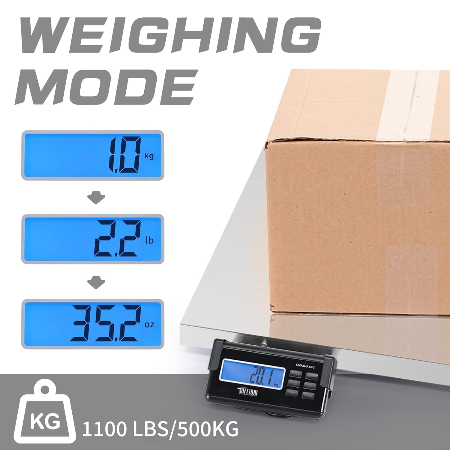 1100Lbs Capacity Stainless Steel Digital Animal Scale, Multi-Units (kg/oz/lb)