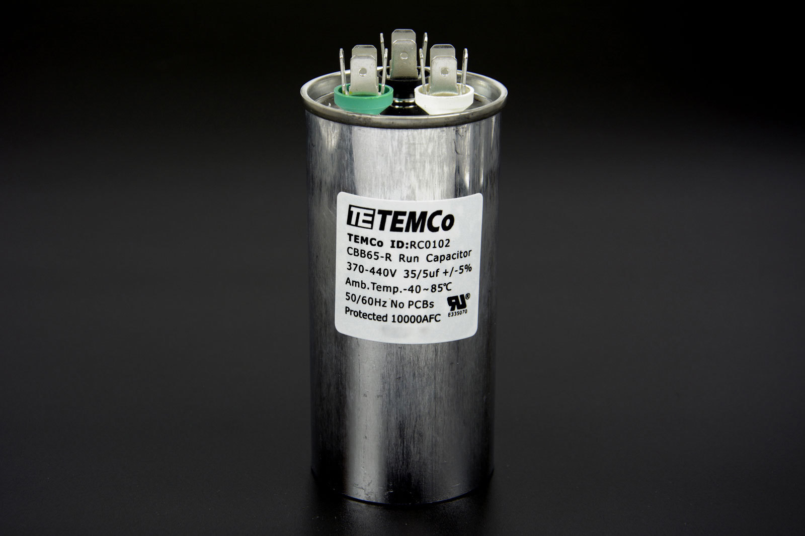 TEMCo 35+5 uf/MFD 370-440 VAC volts Round Dual Run Capacitor 50/60 Hz -Lot-5