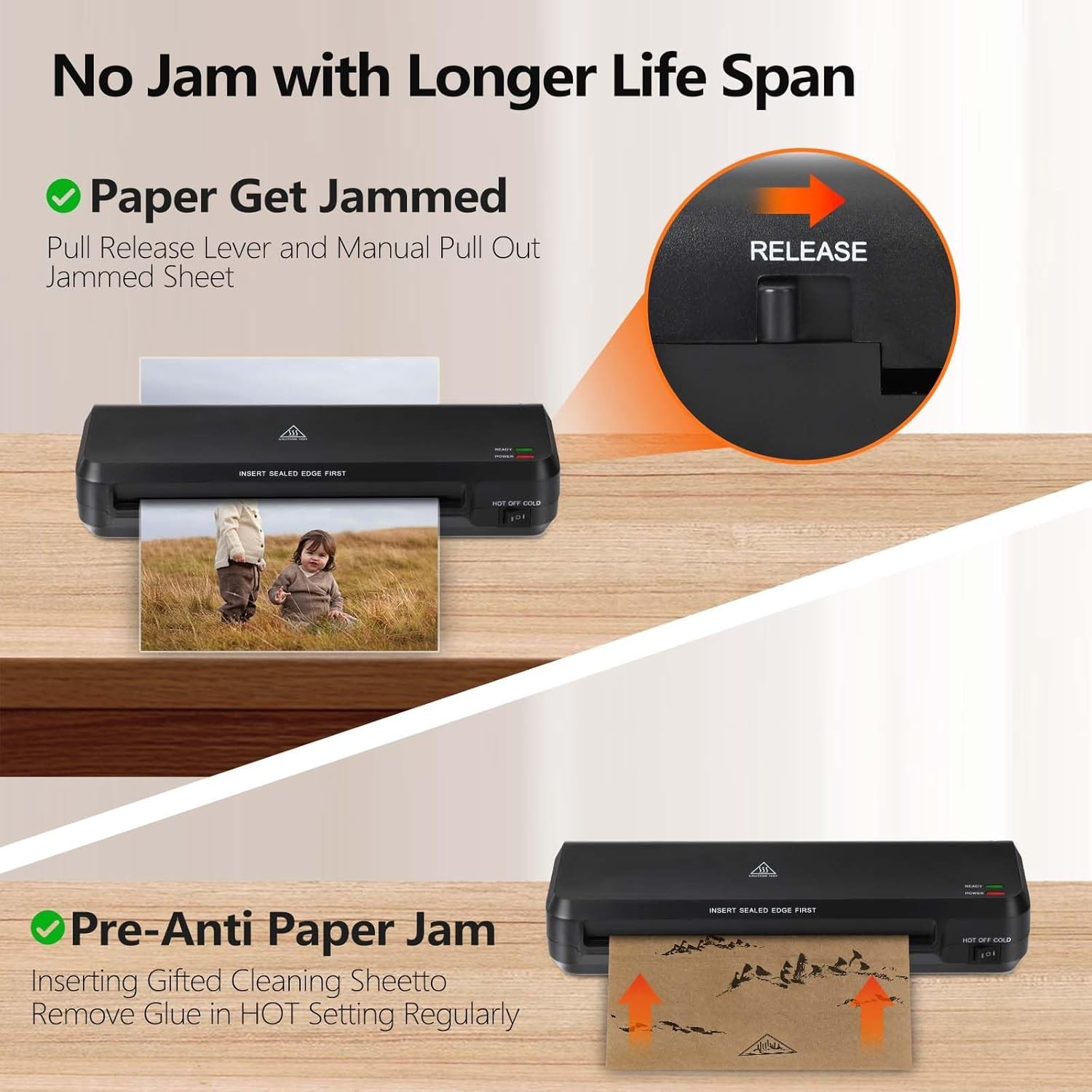 A4 Laminating Machine Hot Cold Laminator 2 Roller Fast Warm Up for Home Office