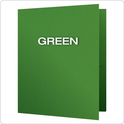 Oxford Twin-Pocket Folders, Textured Paper, Letter Size, Green, Holds 100
