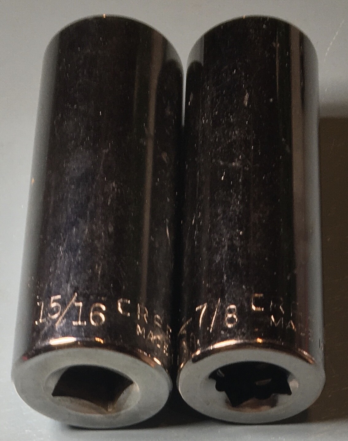 8 PC MIXED CRAFTSMAN/CRAFTSMAN INDUSTRIAL 1/2 DRIVE DEEP SAE SOCKETS 1/2-1516″