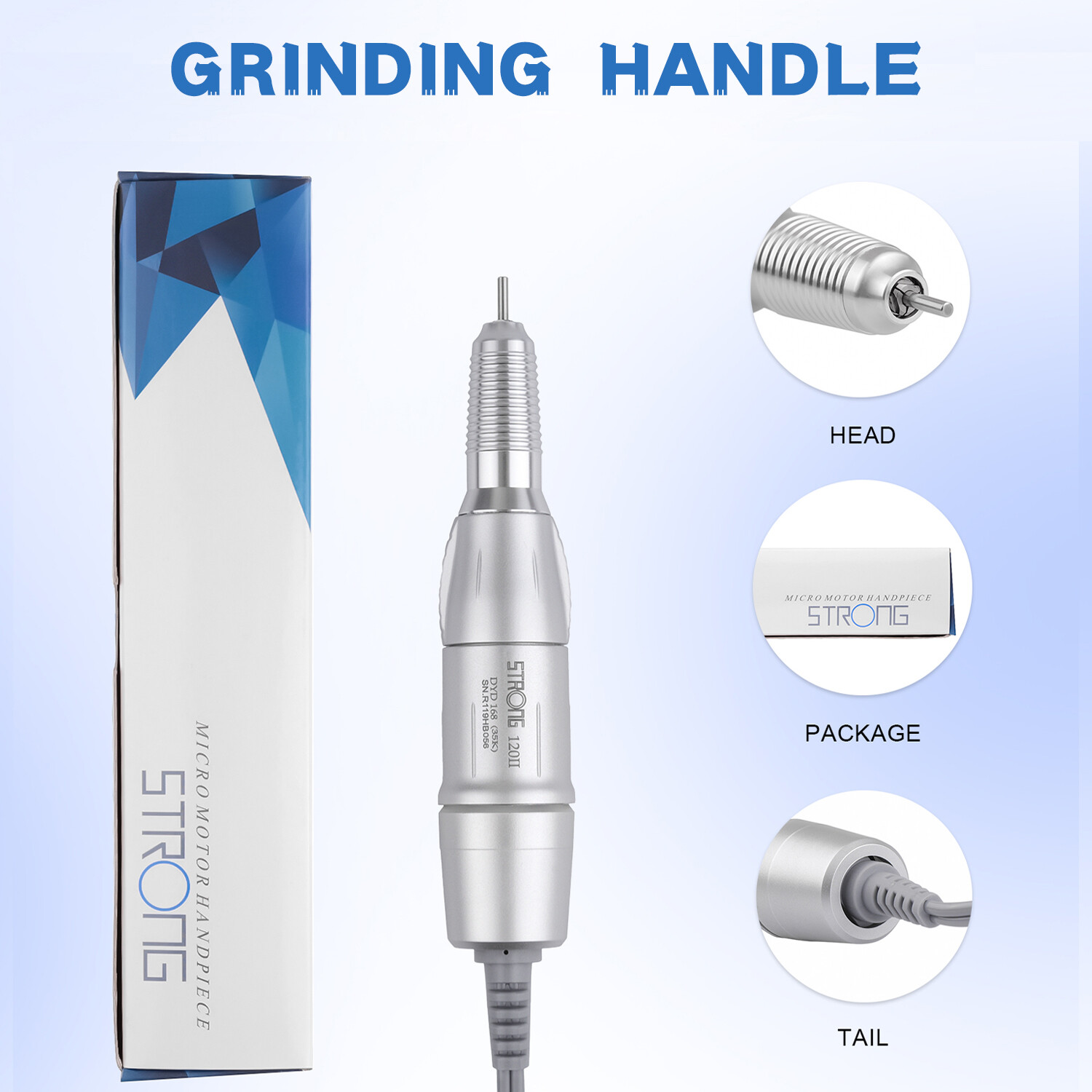 STRONG120 Dental 35KRPM Electric Micro Polishing Motor Brush Handpiece Silver US