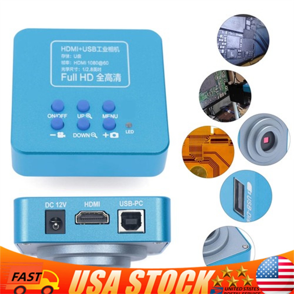 HD 1080p HDMI Industrial Digital Video Microscope Camera C Mount USB Blue NEW !