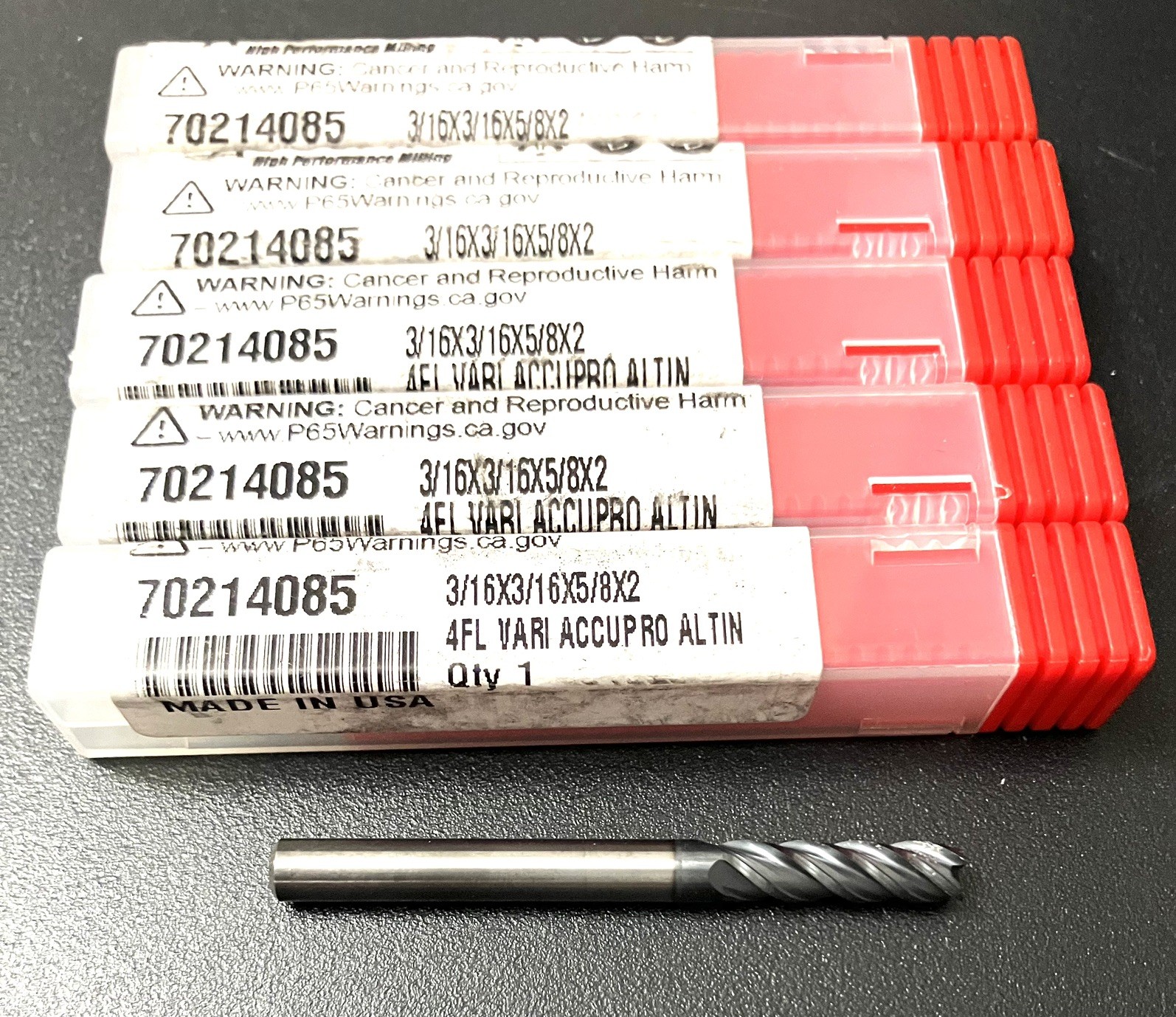 2PCS Accupro 70214085 3/16″ 4 Flute Square End Mill Solid Carbide AlTiN CNC New