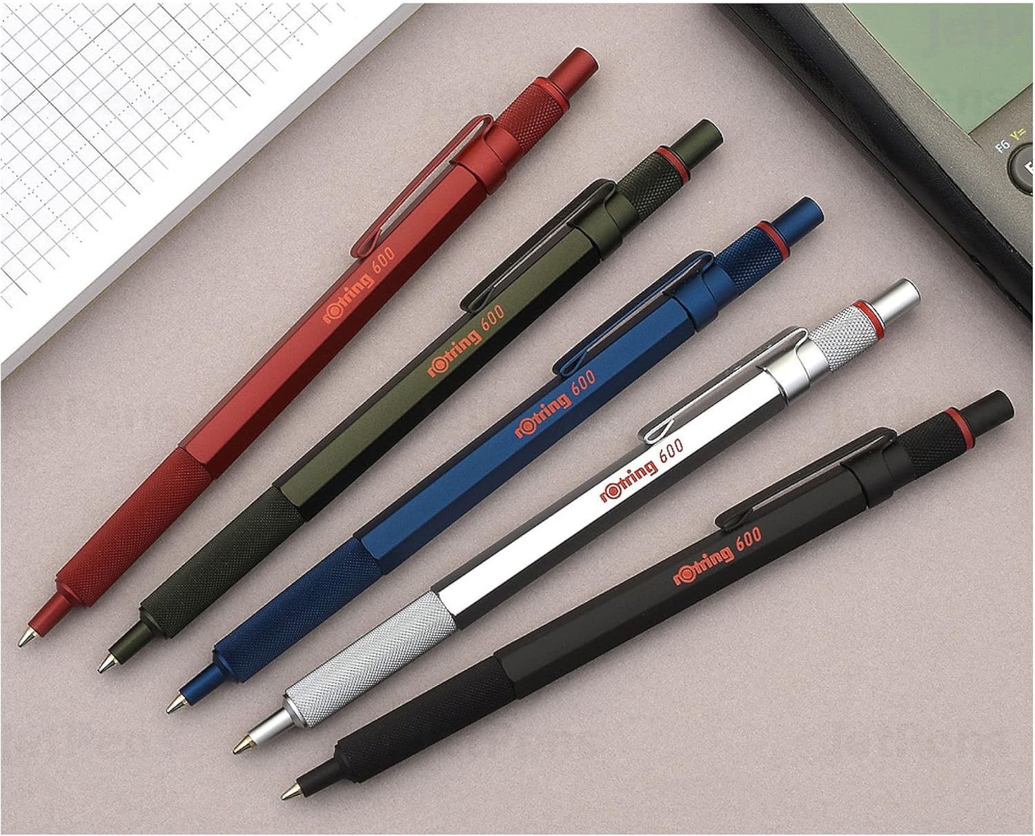 rOtring 600 Retractable Metal Ballpoint Pen, 1 Count (Pack of 1), Black