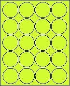 2″ Round Fluorescent Chartreuse Labels, 20-UP (8.5″ x 11″) – Box of 100 Sheets
