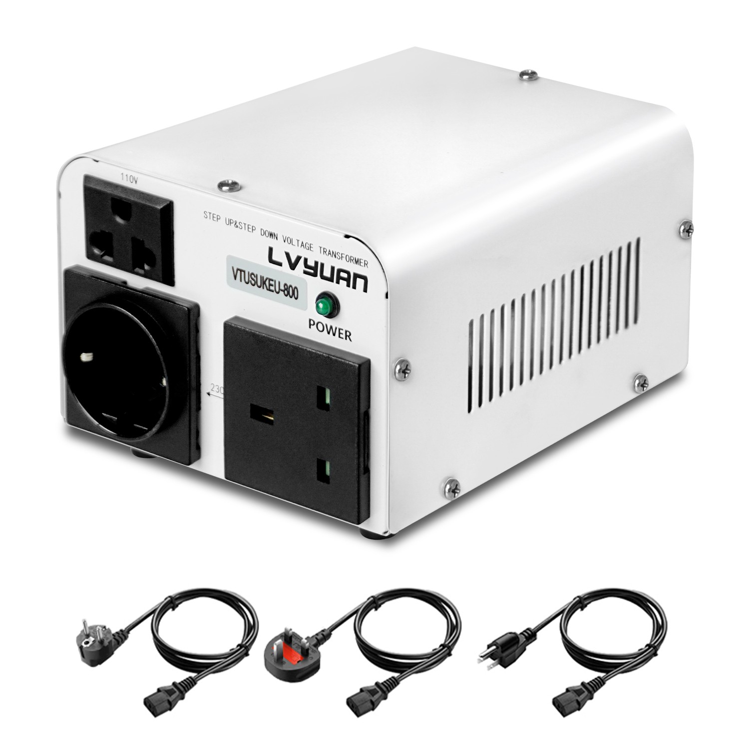 800W Voltage Transformer Converter 110V ⇄ 230V Step Up & Step Down White, Boat