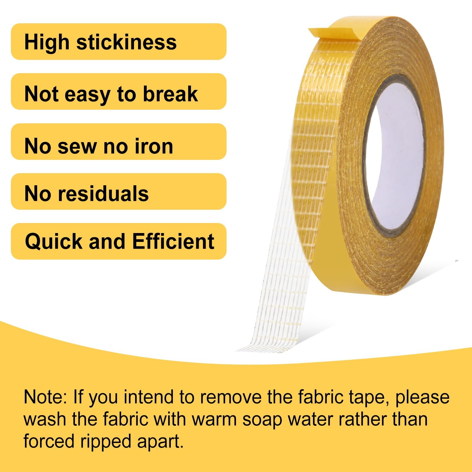 4 Pack， 0.5 in x 33FT/10m，Double Sided Fabric Tape Heavy Duty for Hem，Fashion Dr