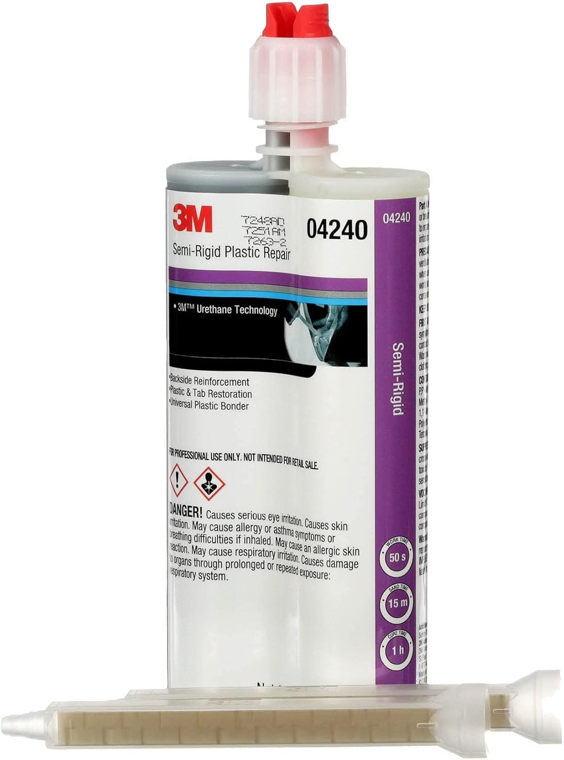 3M 04240 Semi-Rigid Plastic Repair, Strong Adhesion, Long Lasting, 200 mL
