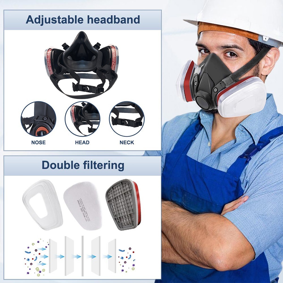 PRO 6200 Black Half Face Gas Mask Cover Painting Spraying Respirator Facepiece