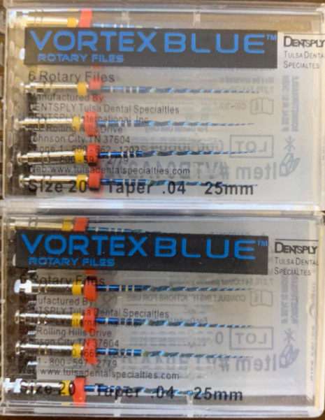 Dentsply Tulsa Dental Vortex Blue.04 Taper rotary files 21mm/25mm 6/pk all sizes
