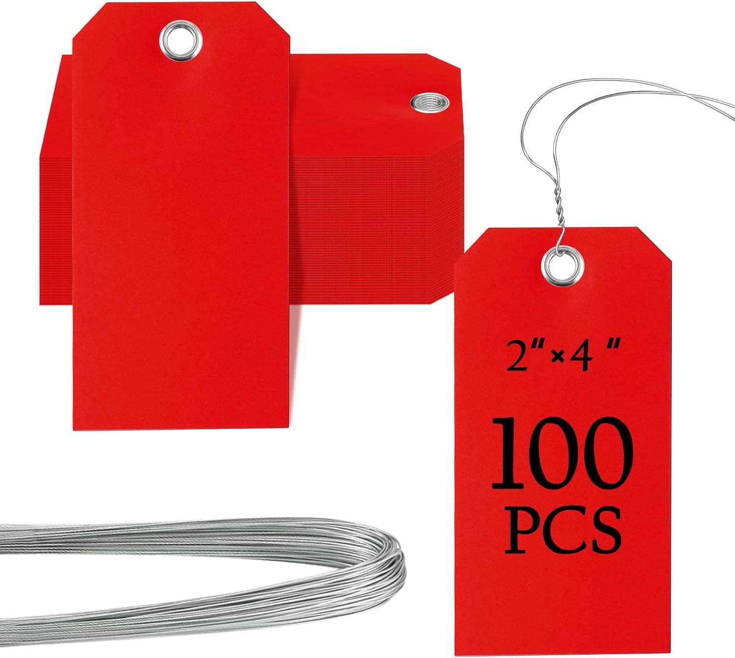 100 Pieces 2X4 Inch Plastic Shipping Tags with Wires Heavy Duty Hang Tags with S