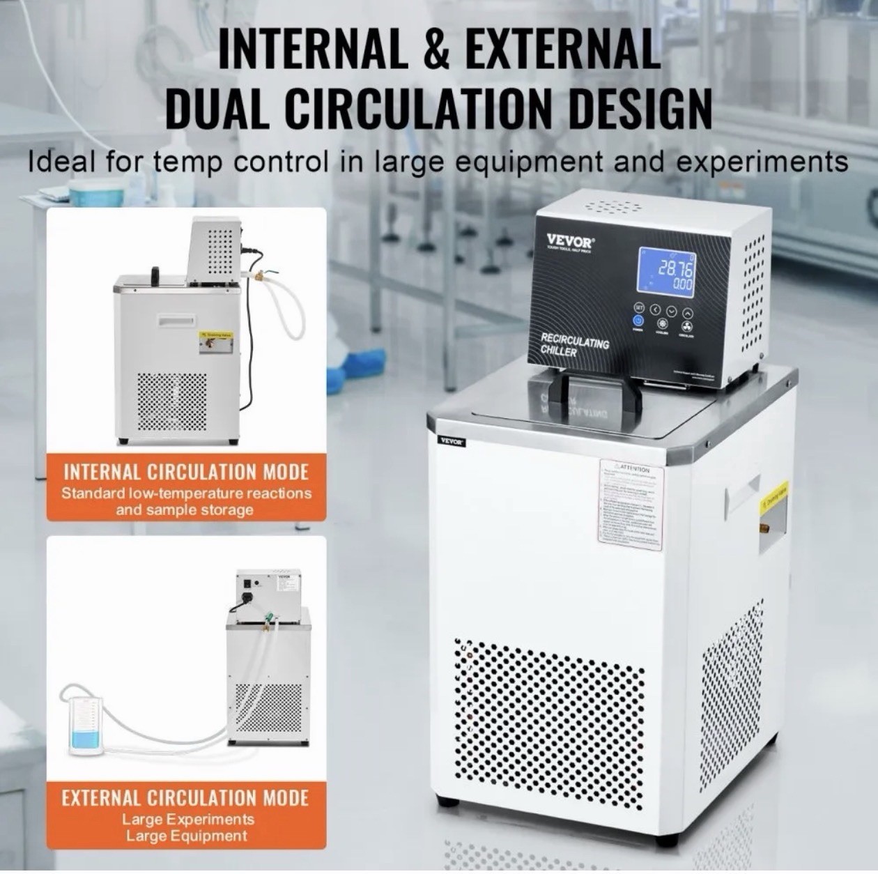 -5℃~100℃ 6L Laboratory Recirculating Chiller Heating And Cooling Circulator Bath
