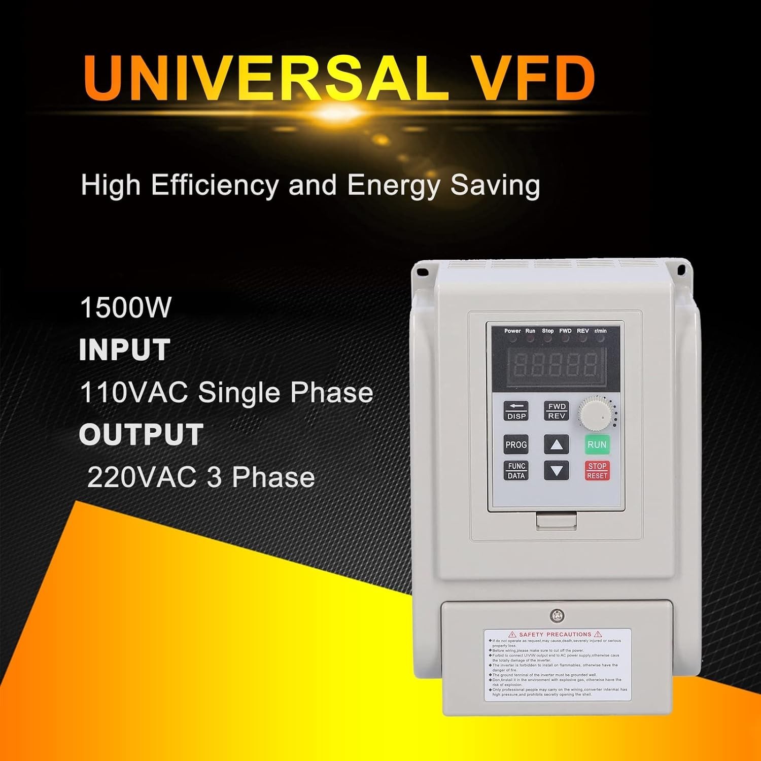 VFD Variable Frequency Drive | 1500W Motor Speed Controller for 3-Phase Output