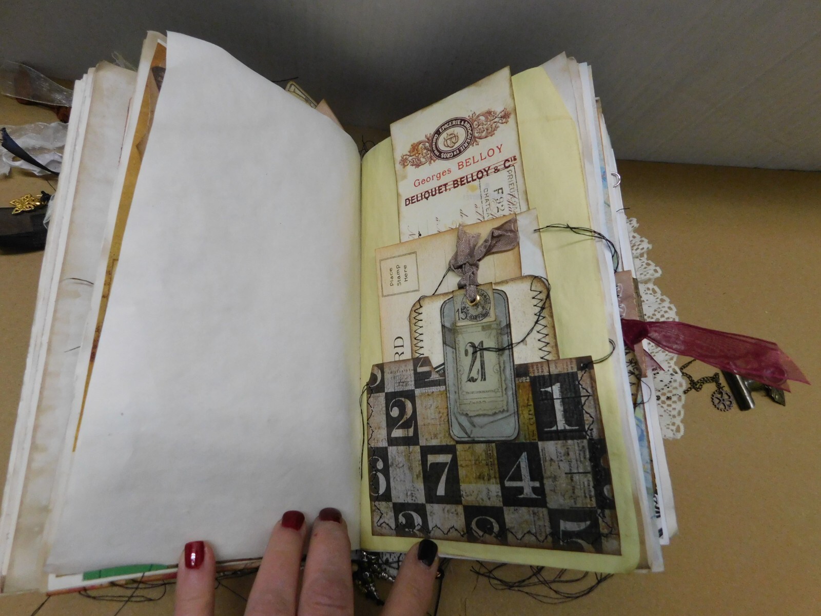 Junk Journal Handmade Chunky Vintage Style Handmade Hardcover /Ephemera Biege