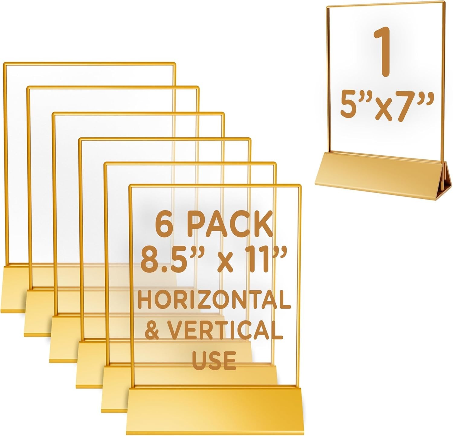 Acrylic Sign Holder 6 Pack 8.5×11 Plus 1 (Pack of 7), clear