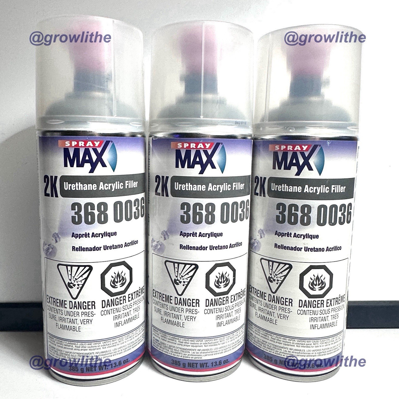 2K Spray Max Urethane Acrylic Filler Primer Paint Gray 3680036 3 Pack New Sealed