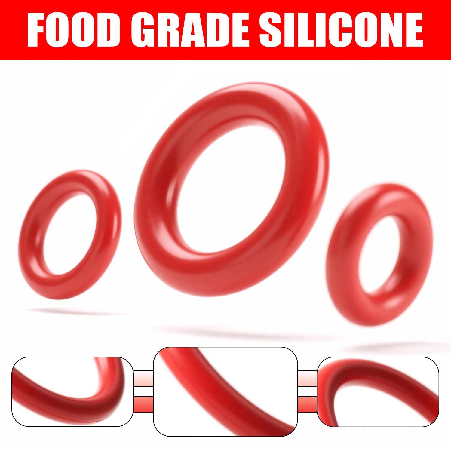 Silicone Rubber O Rings Metric Food Grade 3.5mm Cross Section 5mm-39mm ID O Ring