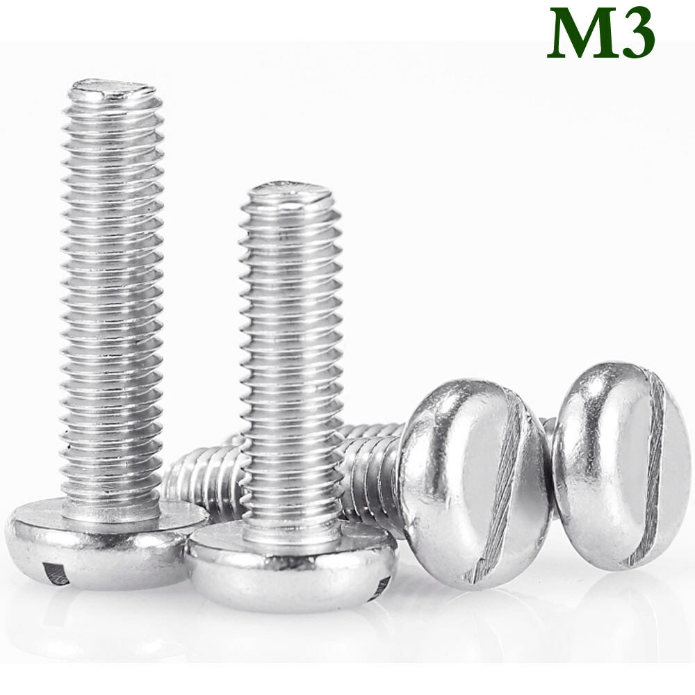 M3 – 0.5 Metric A2 Stainless Steel Slotted Pan Head Machine Screws Slotted Bolts
