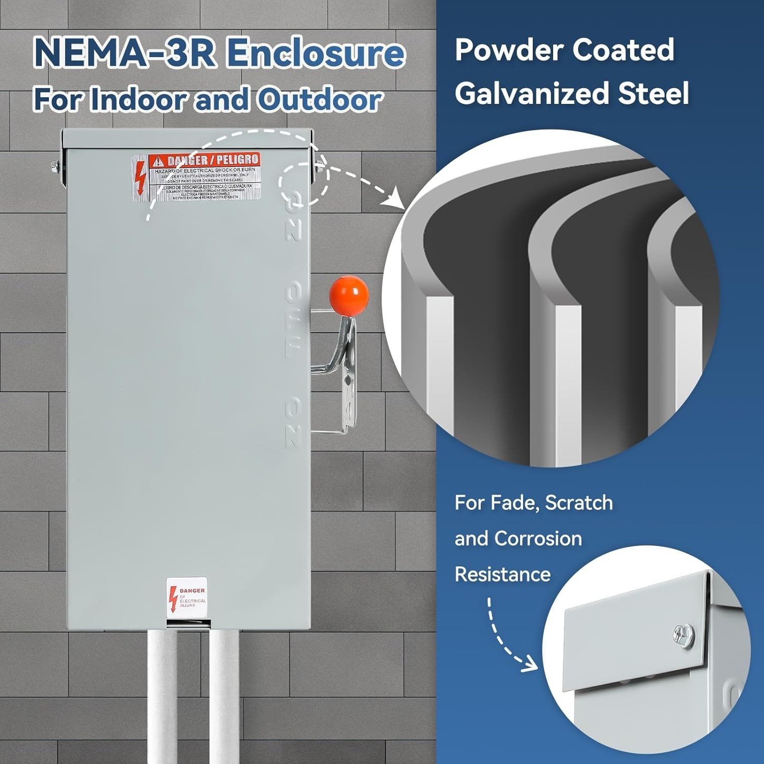 Manual Transfer Switch for 24000W Generators, NEMA 3R Rated for Indoor/Outdoor