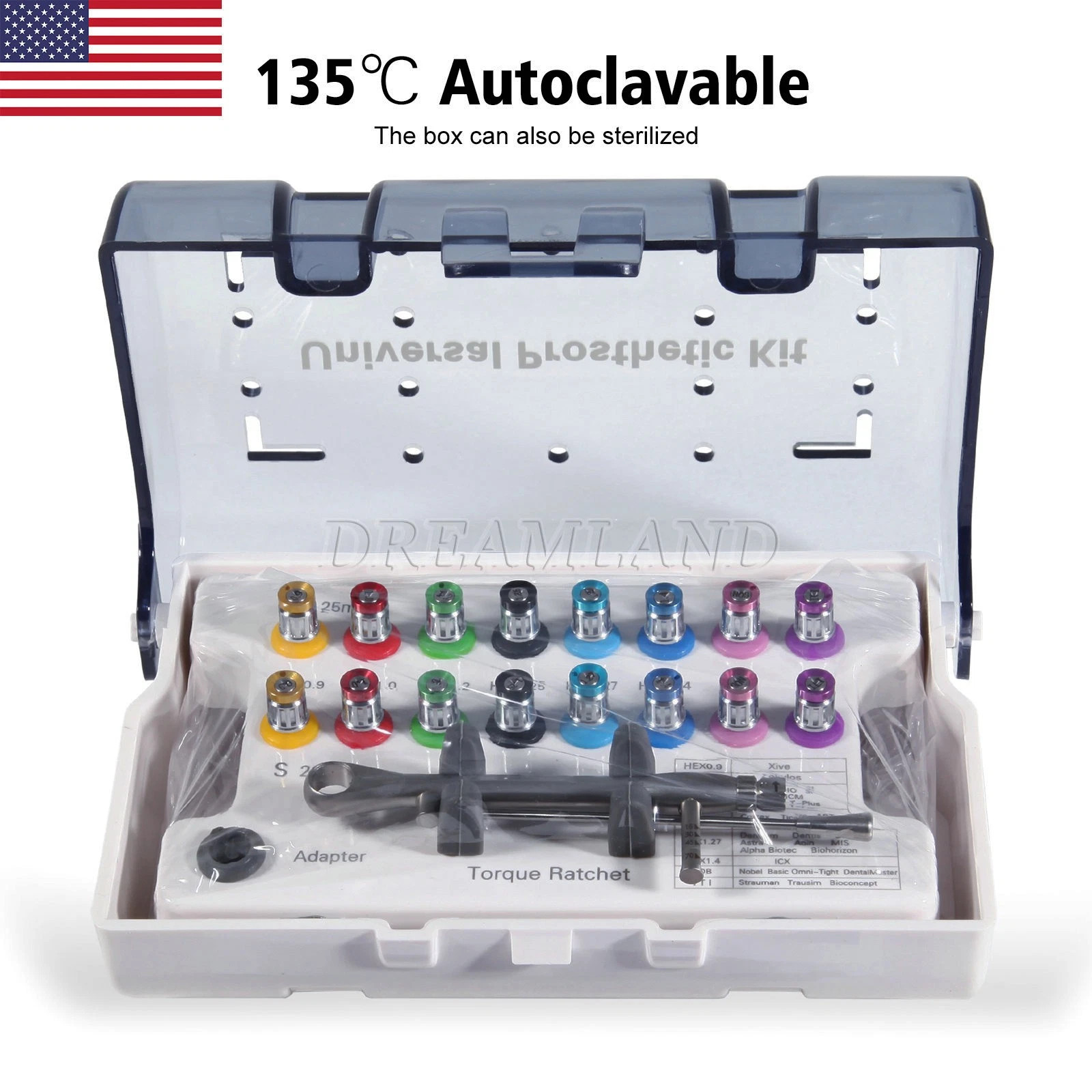 Dental Universal Implant Prosthetic Kit Torque Wrench Screw Drivers Remover Kit