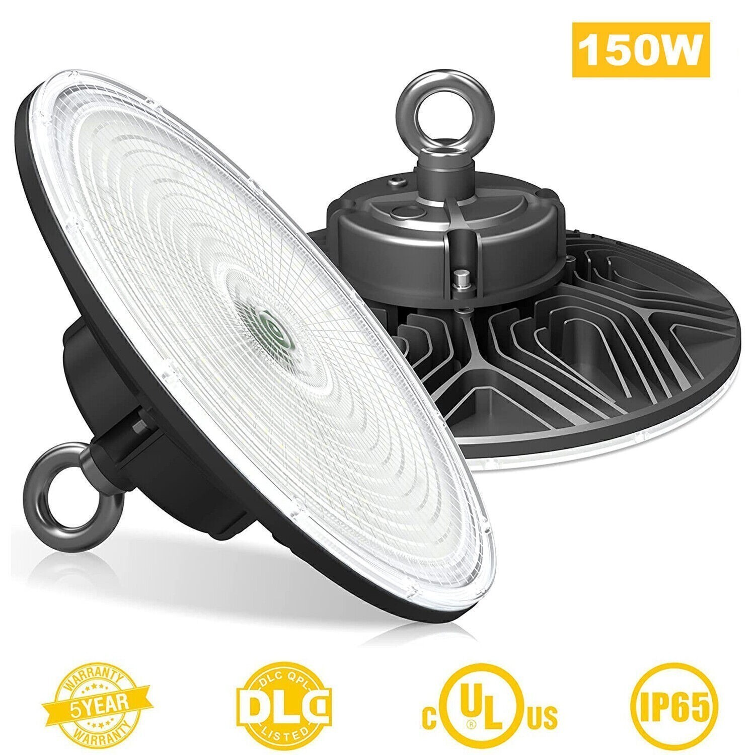 6 PACK 150W UFO Led High Bay Light Commercial Factory Warehouse Shop Light 5000K