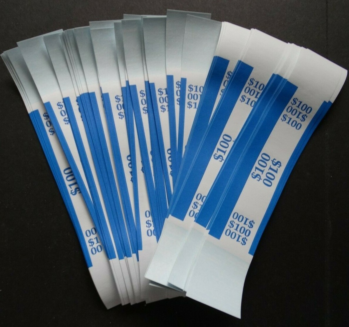 100 – Blue $100 Cash Money Self-Sealing Straps Currency Bands