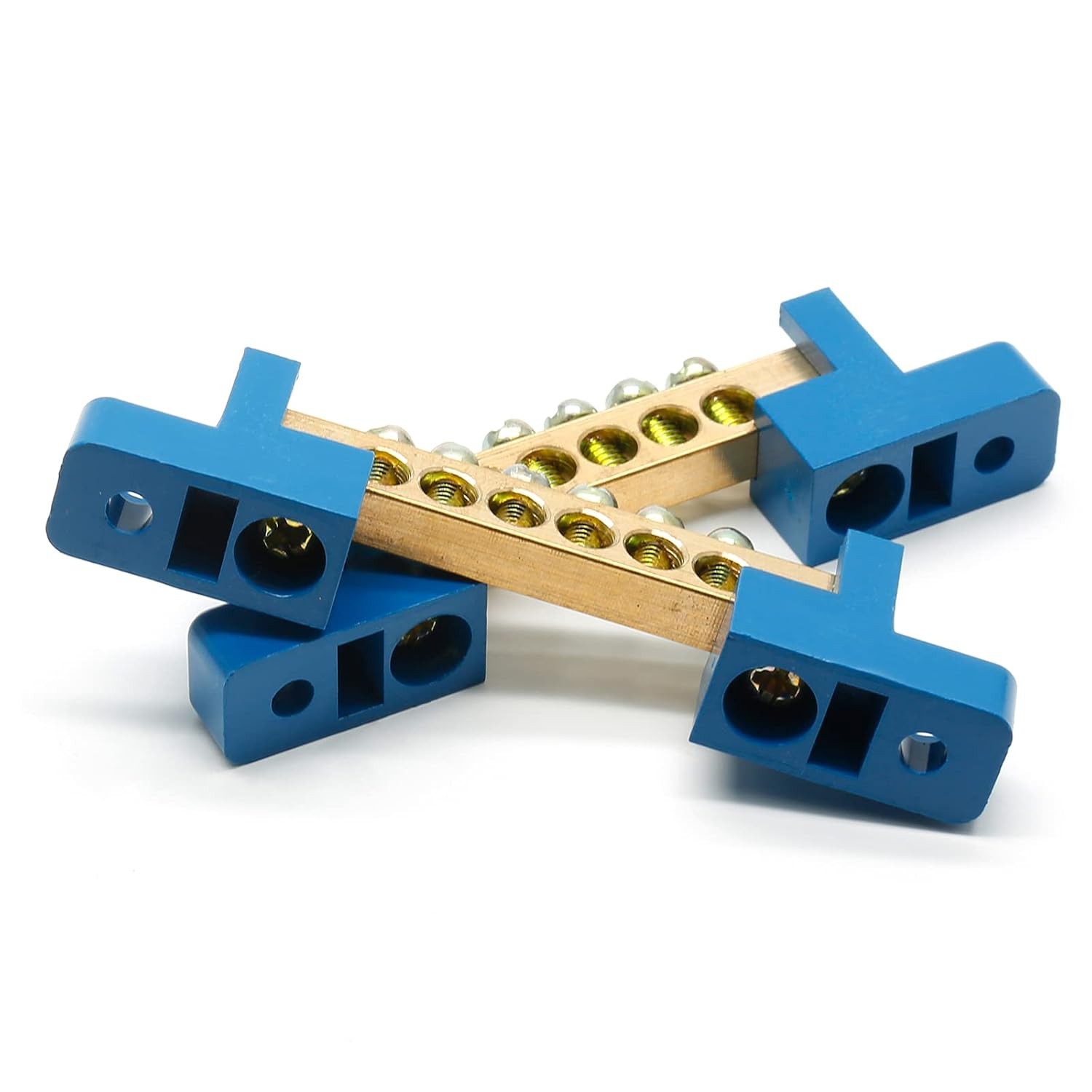 Ground Bus Bar Terminal Block 2Pcs Brass Screw Terminal Blocks Electric Bus Bar