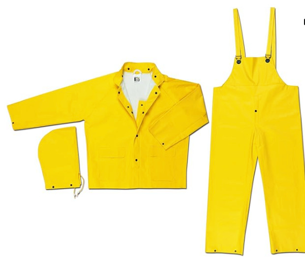 MCR 6003L Commodore PVC/Non-Woven Poly/Nylon RAIN Suit 3 PC YELLOW SIZE LARGE