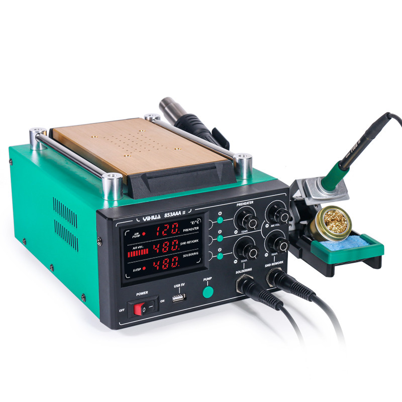 YIHUA 853AAA-II 3-in-1 Soldering Rework Station – Hot Air, Preheater Desoldering