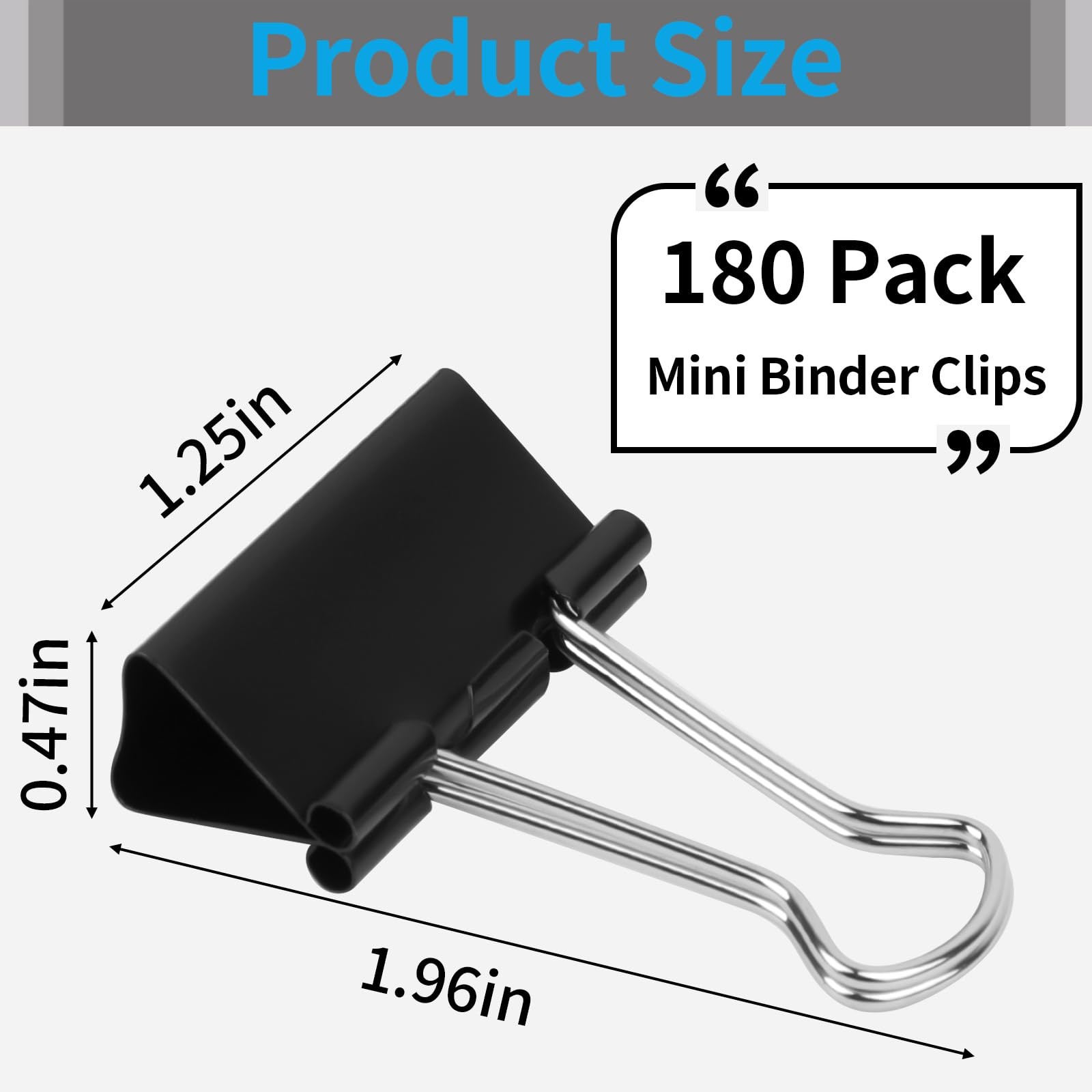 180Pcs Small Binder Clips, Mini Binder Clips, 0.63 in Clips Office Supplies