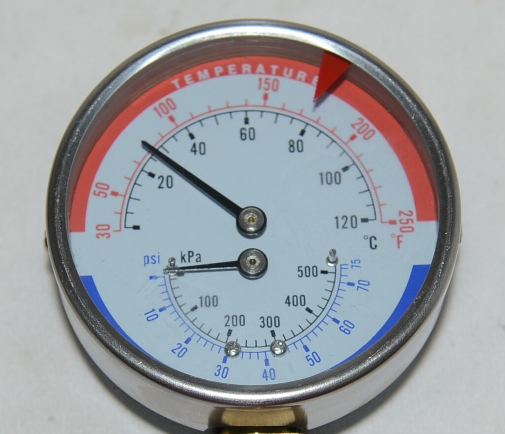 Trerice PTC14401 3 inch Tridicator 30-250 F/C 75 PSI/KPA 2 Inch Stem