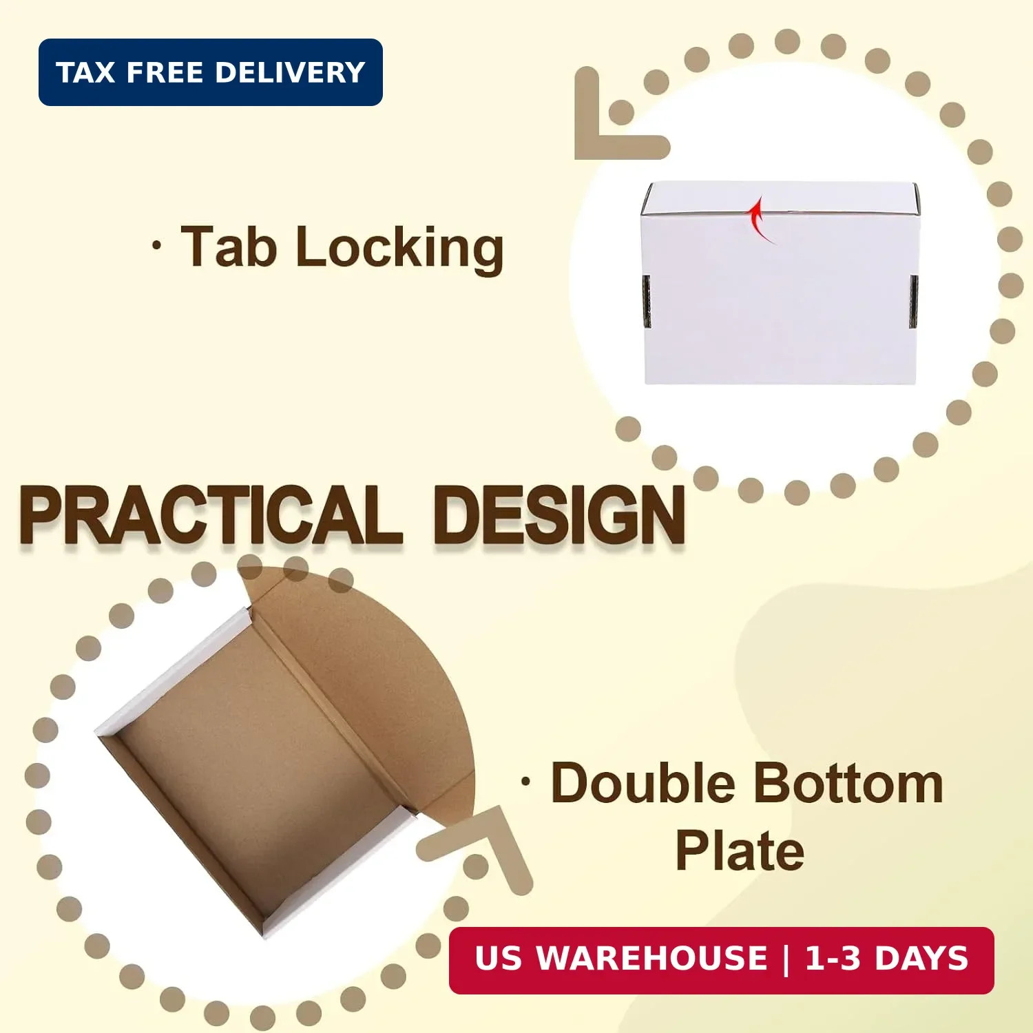 WIFTREY 7X5X2 Shipping Boxes Set of 30, 7X5X2 White Corrugated Cardboard Box for