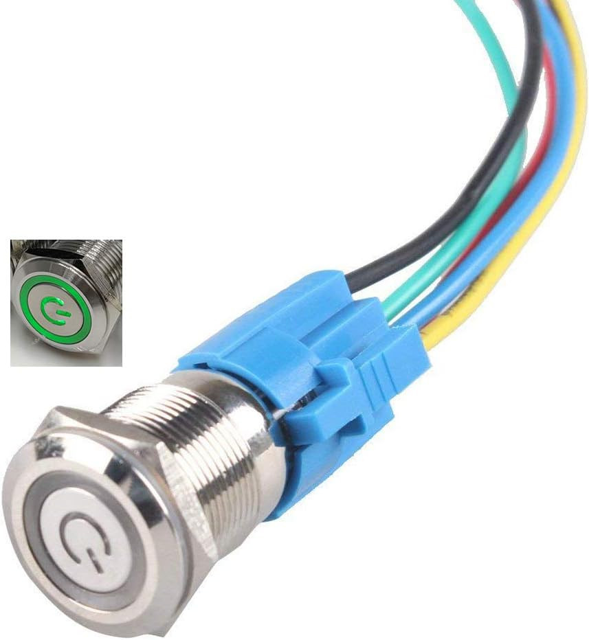 Latching Pushbutton Switch 16Mm 5/8″ 12V-24V 5A Power Angel Eye LED Light