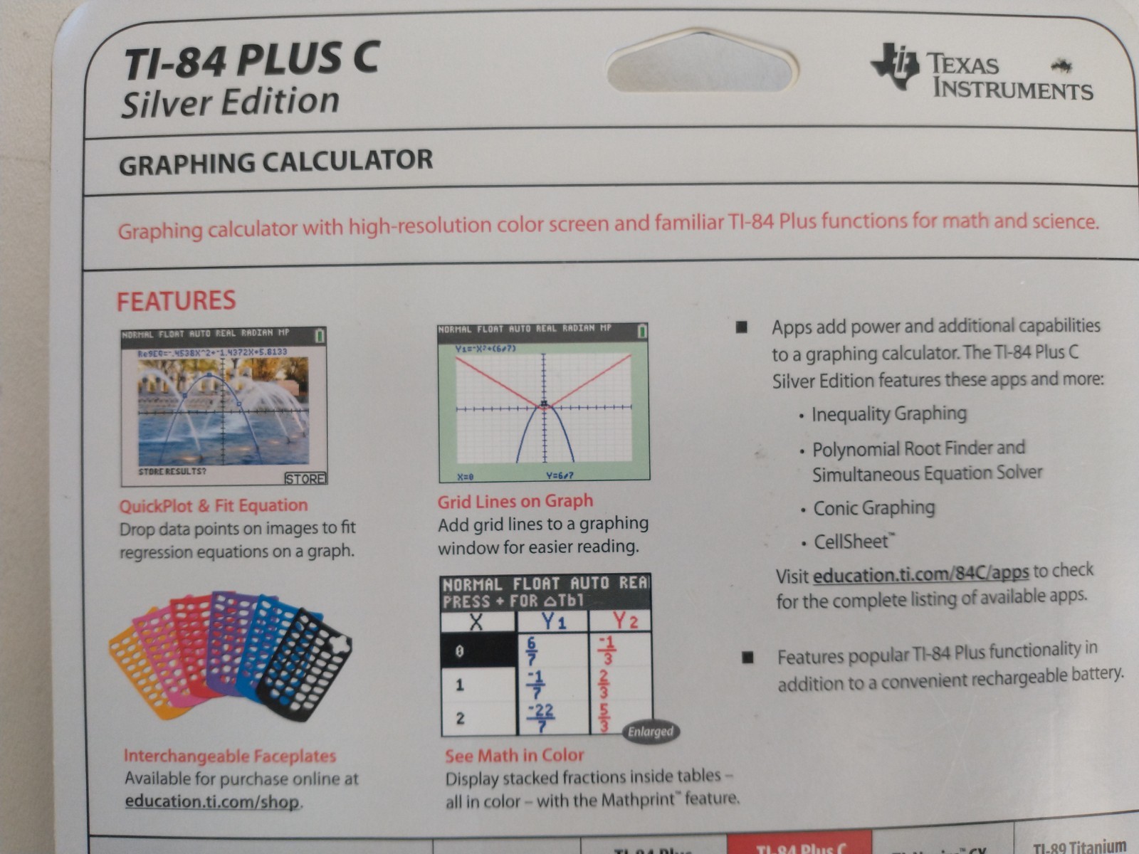 Texas Instruments TI-84 Plus C Silver Edition Graphing Calculator Black – New