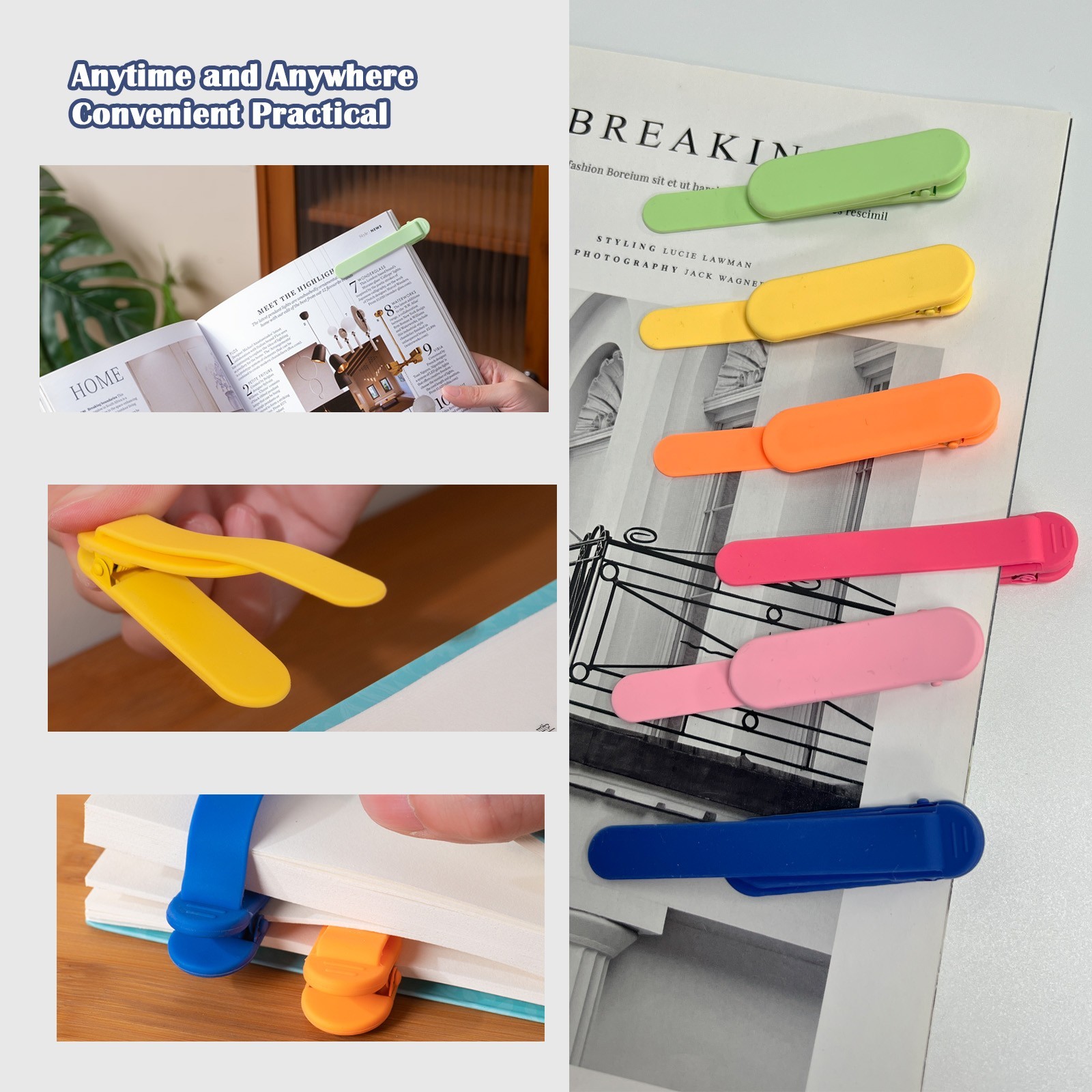 6pcs Automatic Bookmark with 120Pcs Sticky Tabs, Smart Bookmark for Bookish Gift