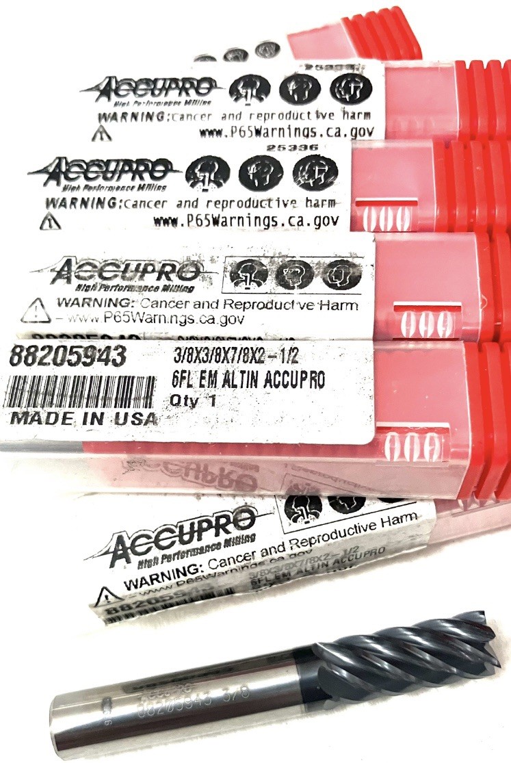 10PC Accupro 88205943 3/8″ 6FL Square End Mill Solid Carbide AlTiN NEW