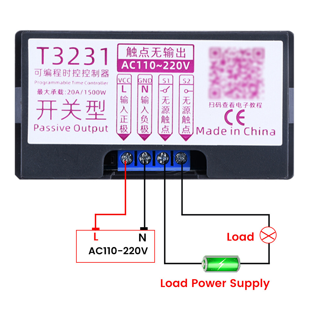 AC110-220V Cycle Timer Delay Dual LED Display Relay Module 0-999s/m/h Thermostat