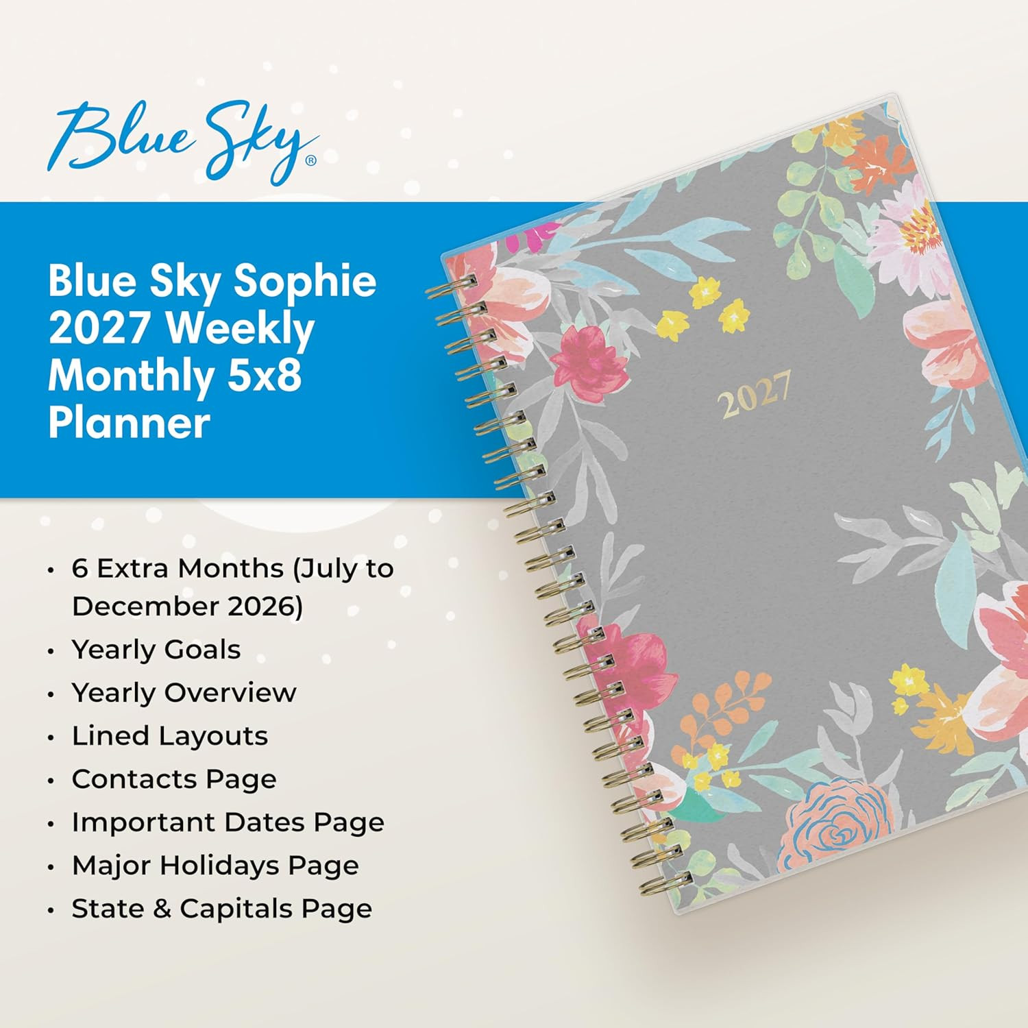 2027 Weekly and Monthly Planner Calendar, January 2027 – December 2027, 5″ X 8″,
